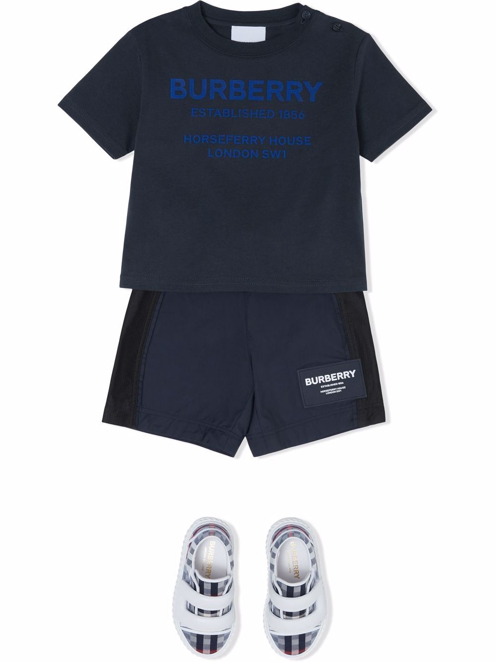 Burberry Kids Zwembroek met trekkoord - Blauw