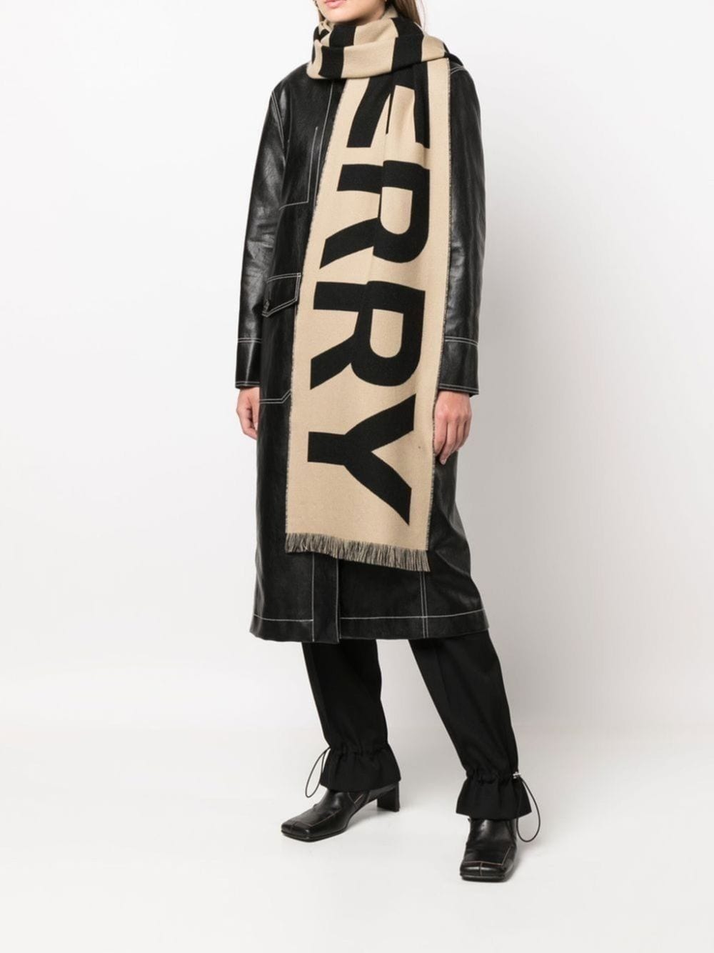 Burberry Sjaal met jacquard logo - Beige