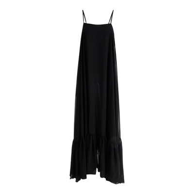 Chiffon Maxi Wijde Zwarte Jurk Rotate Birger Christensen , Black , Dames