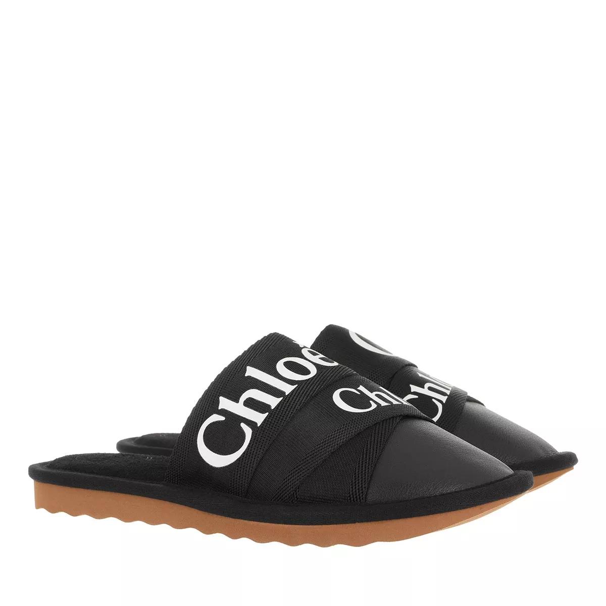 Chloé Slippers - Flat Logo Mules in zwart