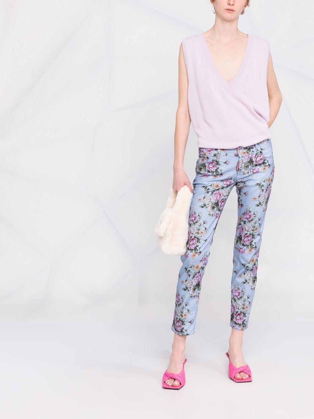 DSQUARED2 Broek met bloemenprint - Blauw