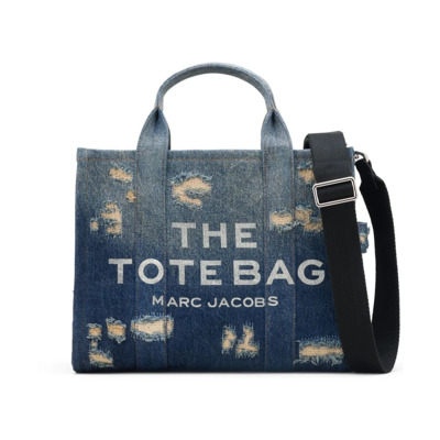 Denim Blauwe Tote Tas met Distressed Details Marc Jacobs , Blue , Dames