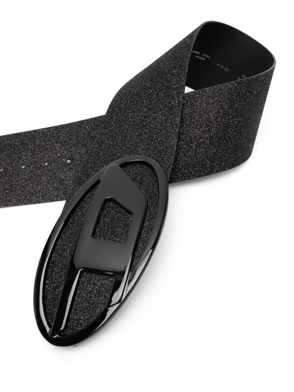 Diesel B-1DR 80 brede riem met glitter - Zwart