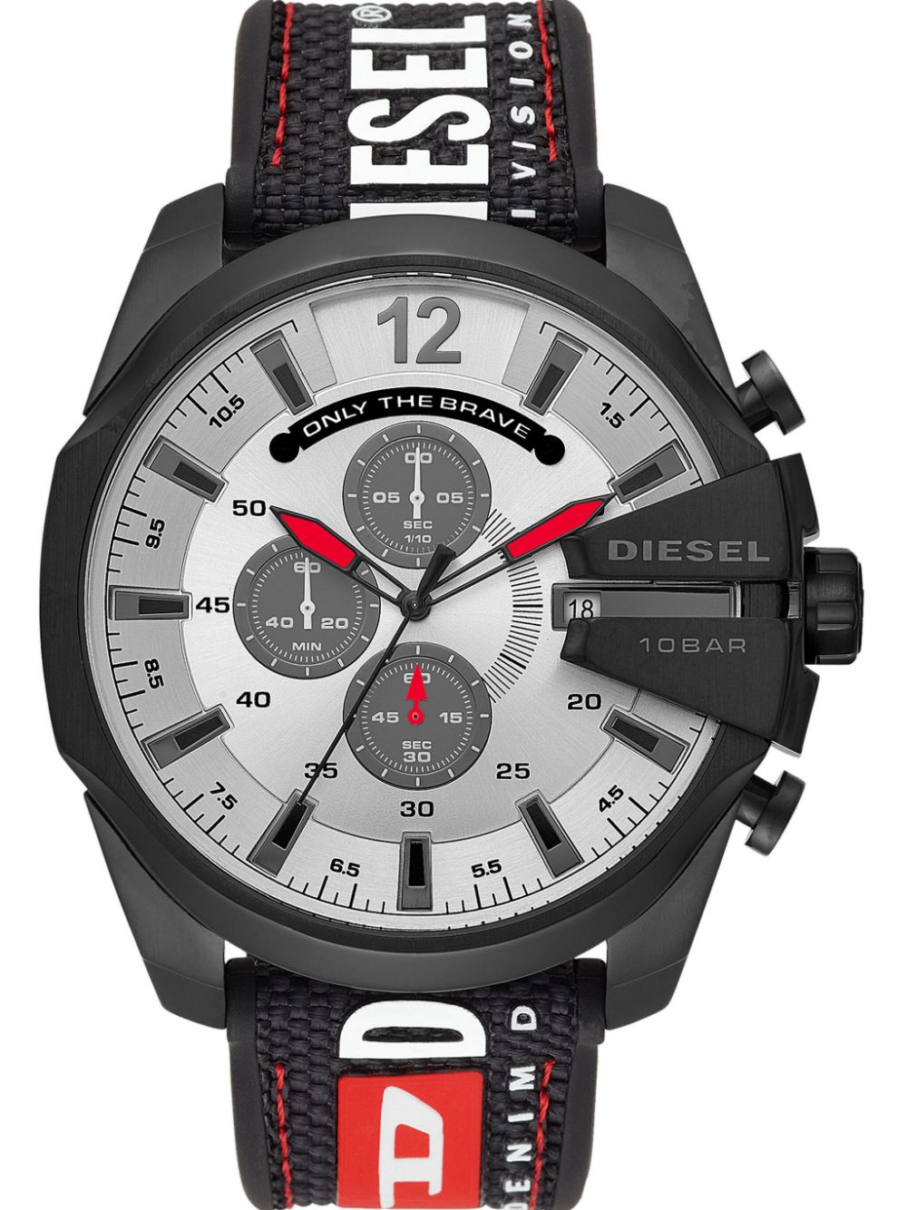 Diesel Dz451 Mega Chief Chronograph 51mm horloge - Zilver