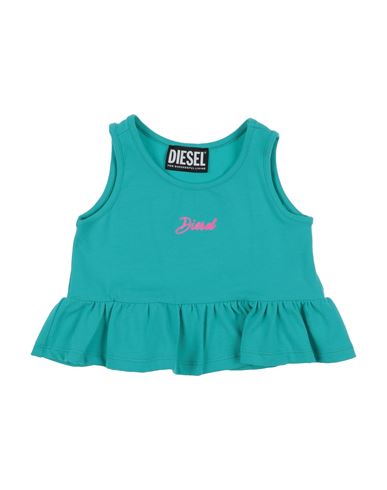 Diesel Infant Girl Top Turquoise Size 12 Cotton, Elastane