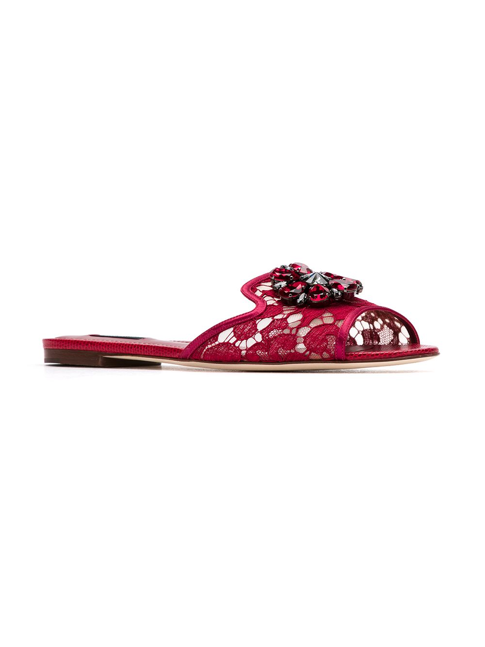 Dolce & Gabbana Bianca crystal-embellished lace sandals - Rood