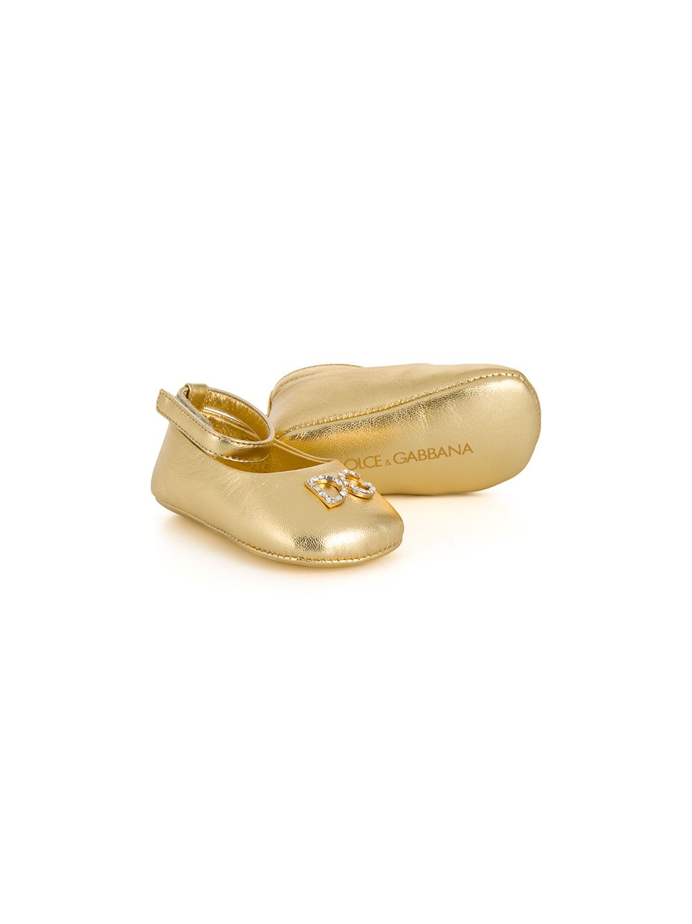 Dolce & Gabbana Kids Ballerina's met kristallen - Goud