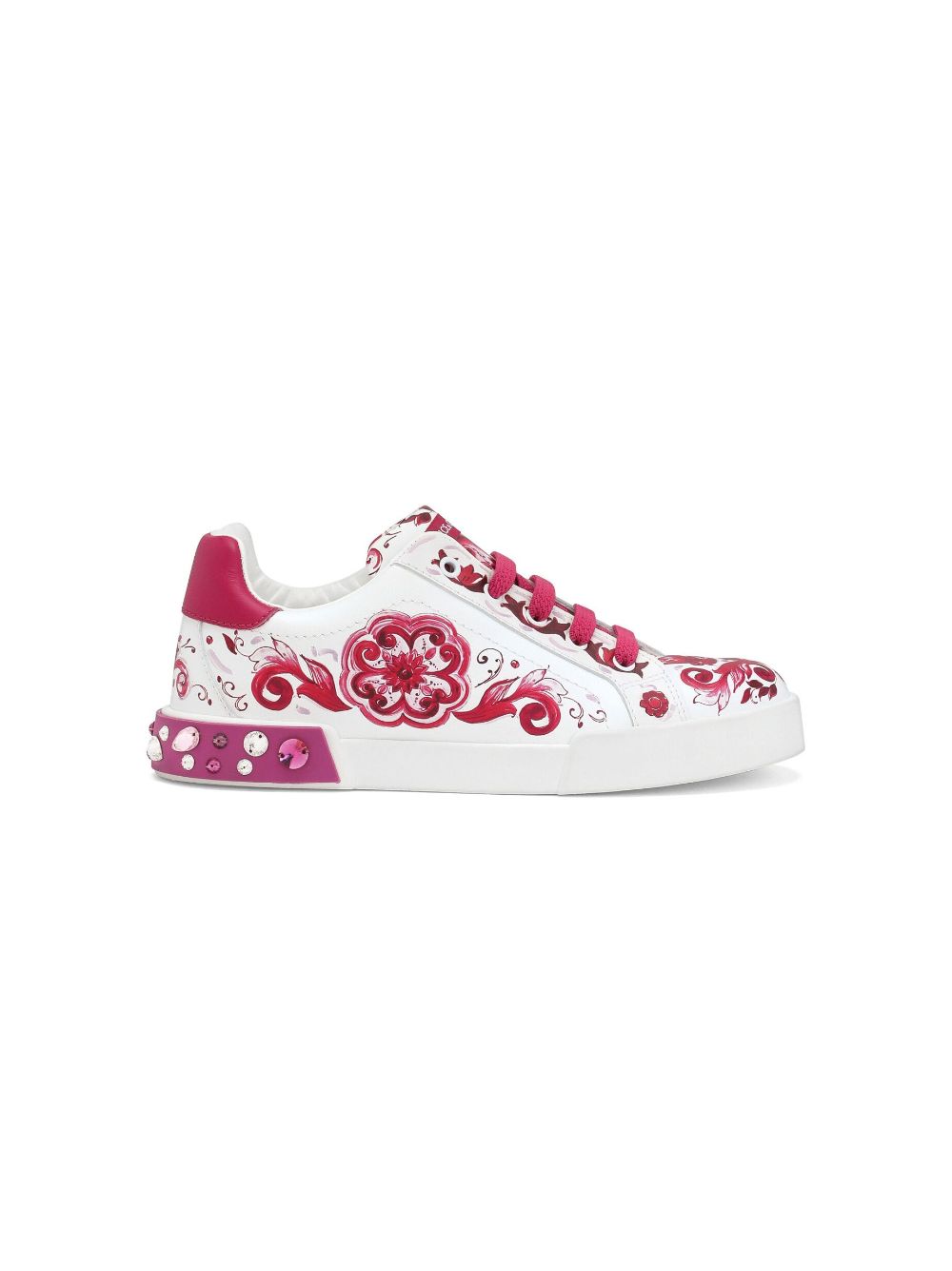 Dolce & Gabbana Kids Portofino leren sneakers - Wit