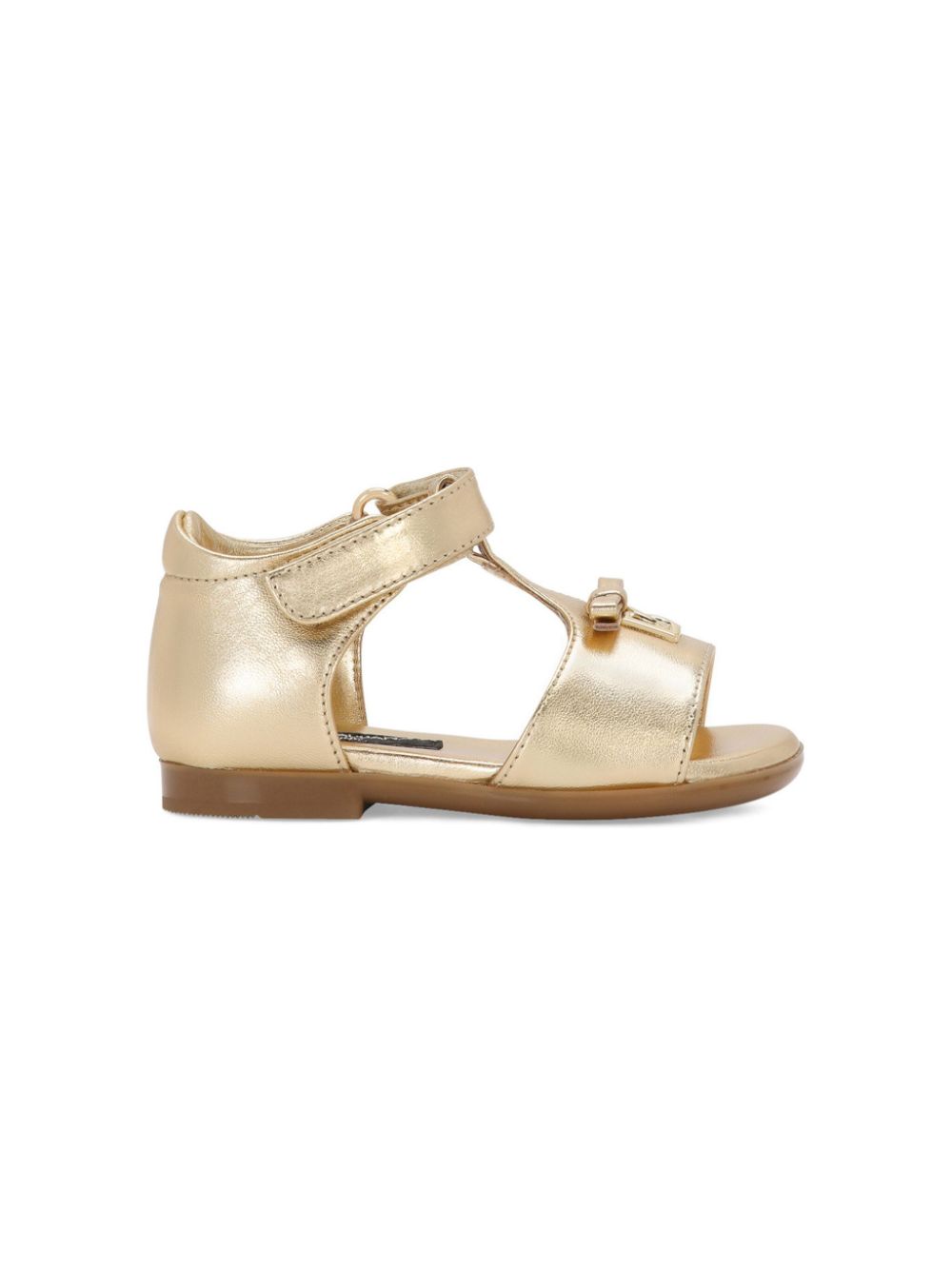 Dolce & Gabbana Kids Sandalen met logoplakkaat - Goud