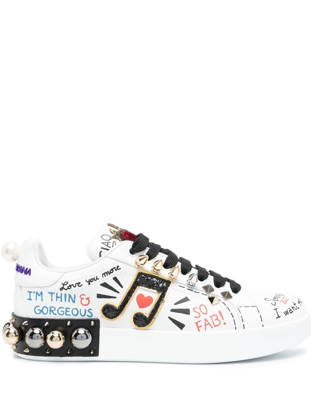 Dolce & Gabbana Portofino sneakers met applicatie - Wit