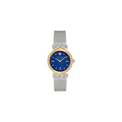 Elegante Analoge Horloge met Blauwe Wijzerplaat Versace , Gray , Dames