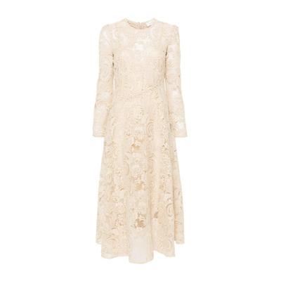 Elegante Kant Midi Jurk Zimmermann , Beige , Dames