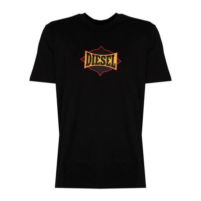 Elegante Ronde Hals Bedrukt T-Shirt Diesel , Black , Heren