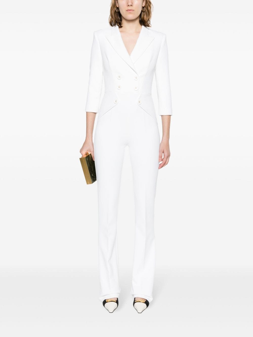 Elisabetta Franchi Jumpsuit met dubbele rij knopen - Wit