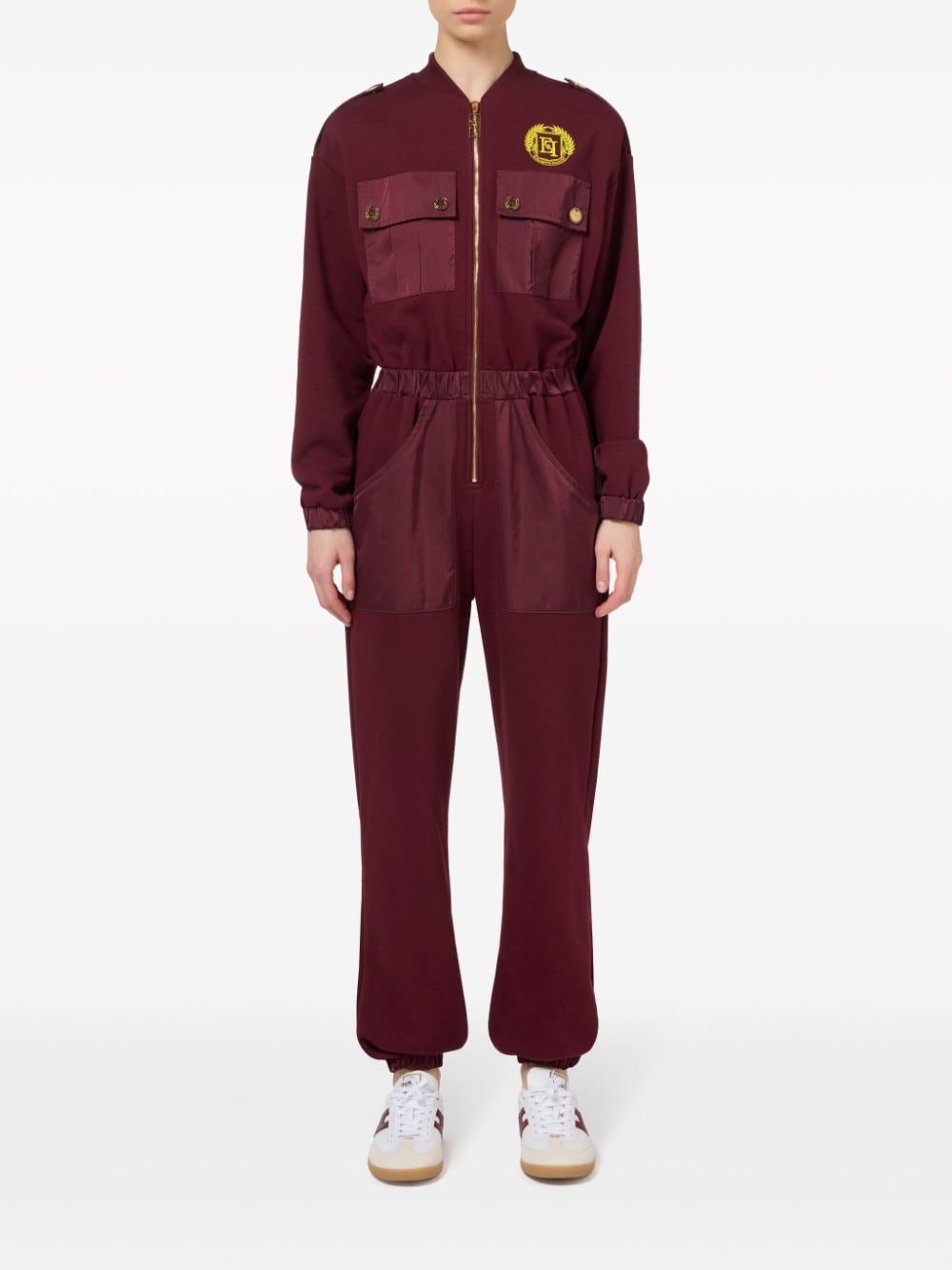 Elisabetta Franchi Jumpsuit met geborduurd logo - Rood