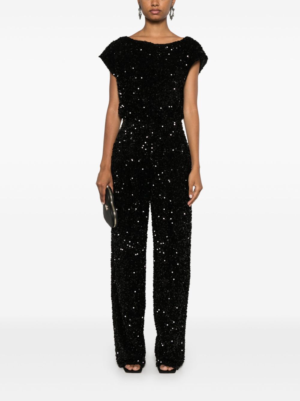 Elisabetta Franchi Jumpsuit met pailletten - Zwart