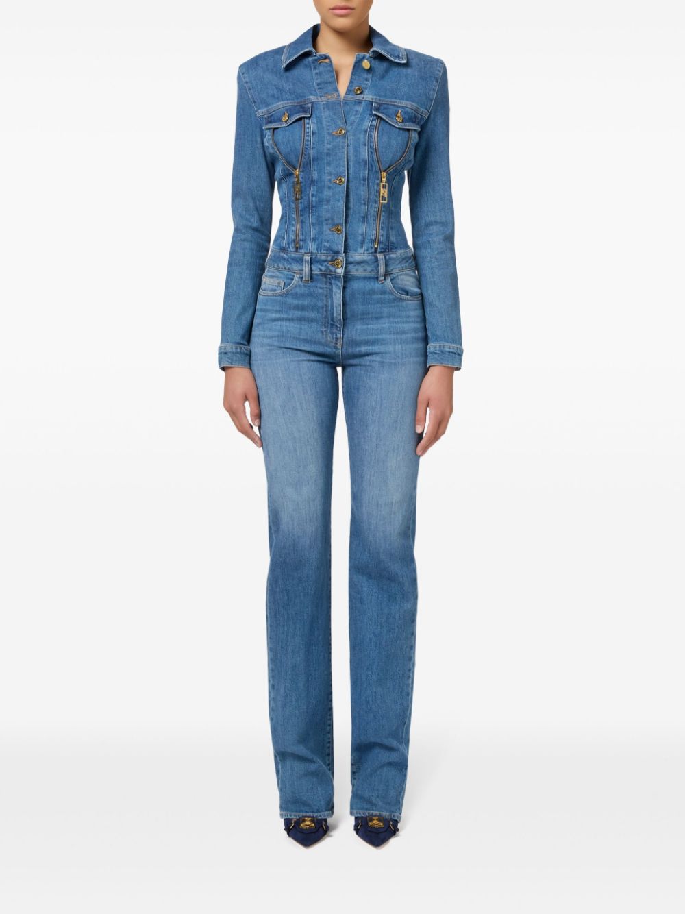 Elisabetta Franchi Jumpsuit met rits - Blauw