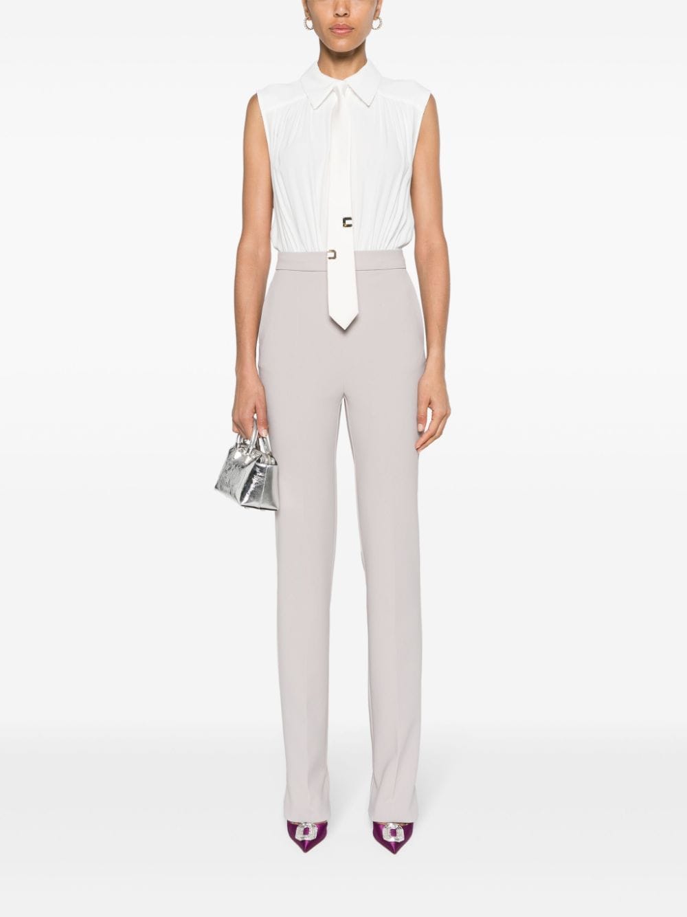 Elisabetta Franchi Jumpsuit met ruches - Wit