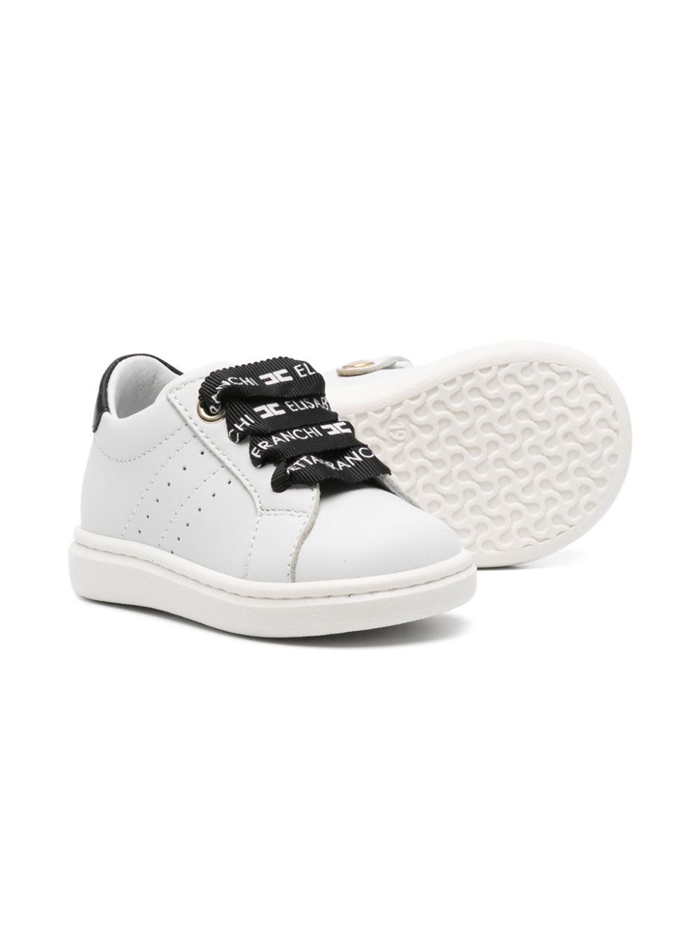 Elisabetta Franchi La Mia Bambina Leren sneakers met rits - Wit