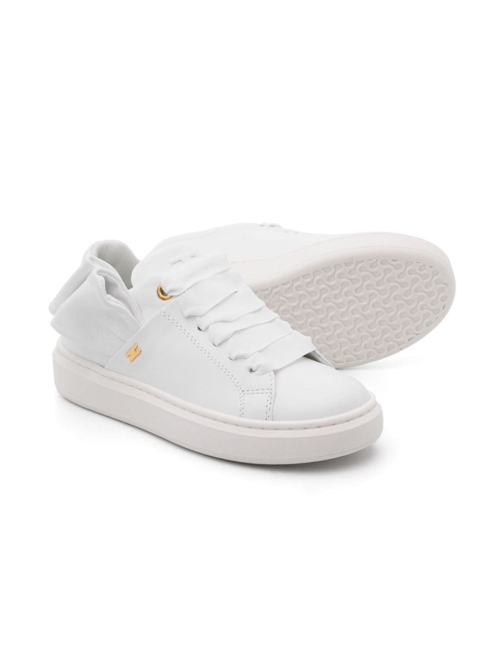 Elisabetta Franchi La Mia Bambina Sneakers met strikdetail - Wit