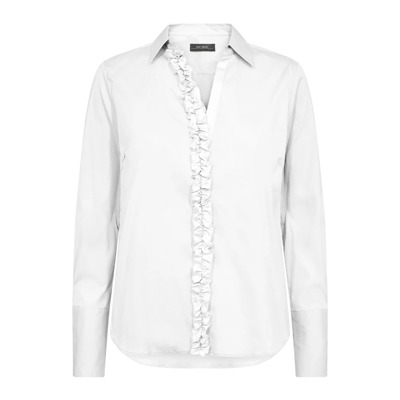 Feminine Satijnen Overhemd met Ruches MOS Mosh , White , Dames