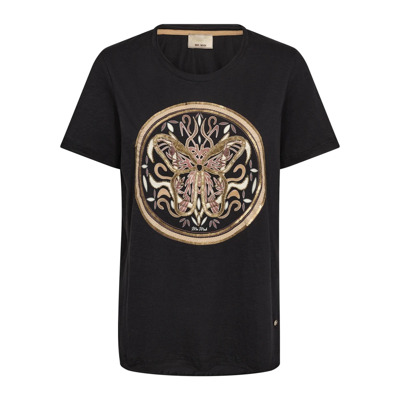 Geborduurd T-shirt met kralen en pailletten MOS Mosh , Black , Dames