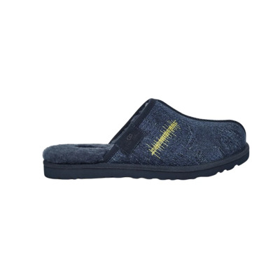 Geborduurde Slide - Kalfsleer - Blauw UGG , Blue , Heren