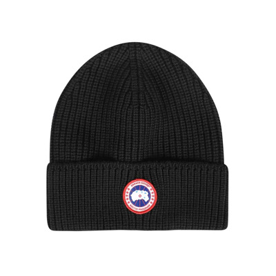 Gebreide Merinowollen Muts met Logopatch Canada Goose , Black , Heren