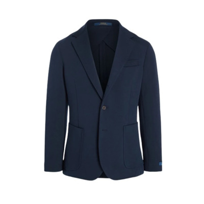 Gemengde Katoenen Blazer met Knoopsluiting Polo Ralph Lauren , Blue , Heren