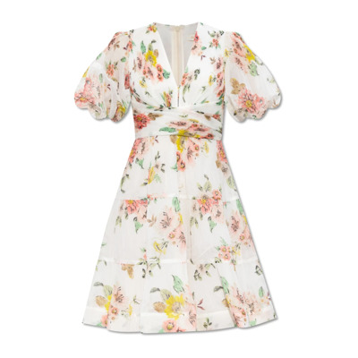 Geplooide jurk met bloemenmotief Zimmermann , White , Dames