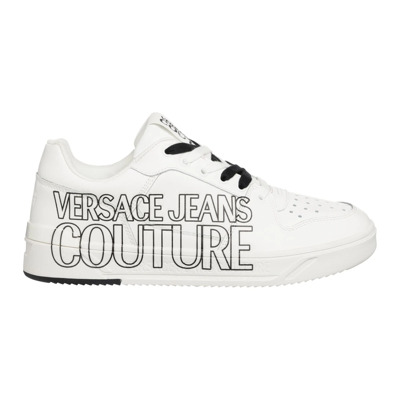 Gestreepte Starlight Sneakers met Vetersluiting Versace Jeans Couture , White , Heren