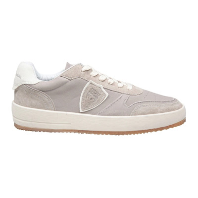 Grijze Leren Sneakers Veterschoenen Schoenen Philippe Model , Beige , Heren