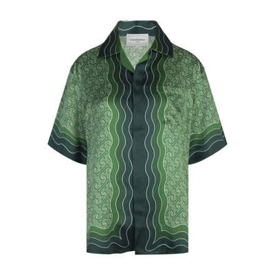 Groene Monogram Zijden Overhemd Casablanca , Green , Dames