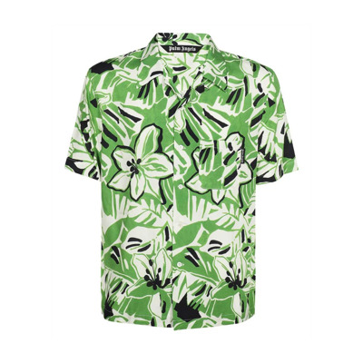 Groene Shirt - Regular Fit - Geschikt voor Warm Klimaat - 100% Viscose Palm Angels , Green , Heren