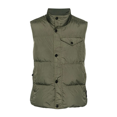 Groene donsvest met opstaande kraag Stone Island , Green , Heren