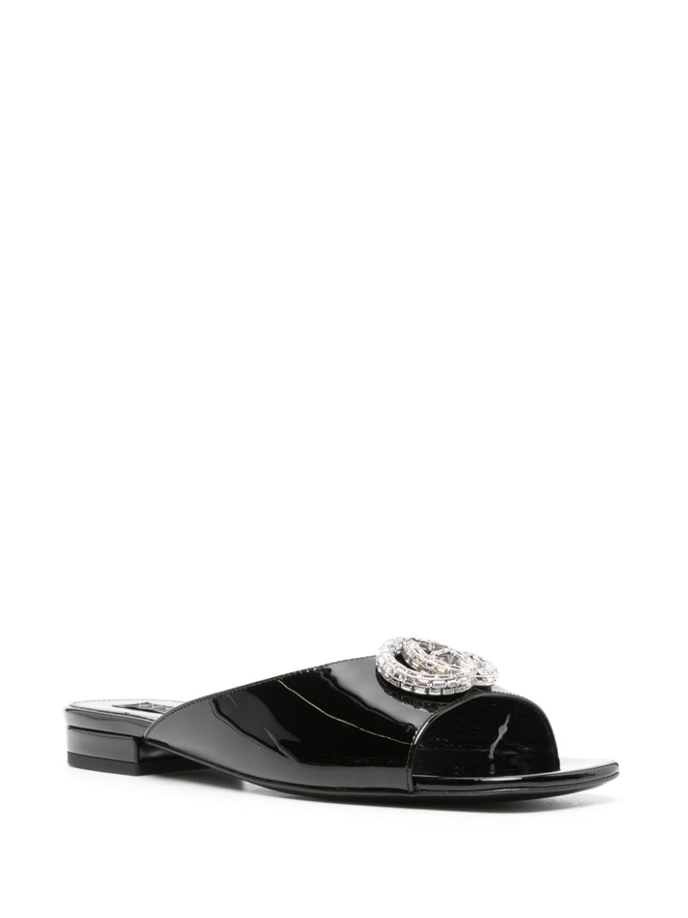 Gucci Double G leren slippers - Zwart