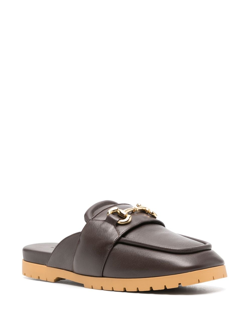 Gucci Horsebit leren slippers - Bruin