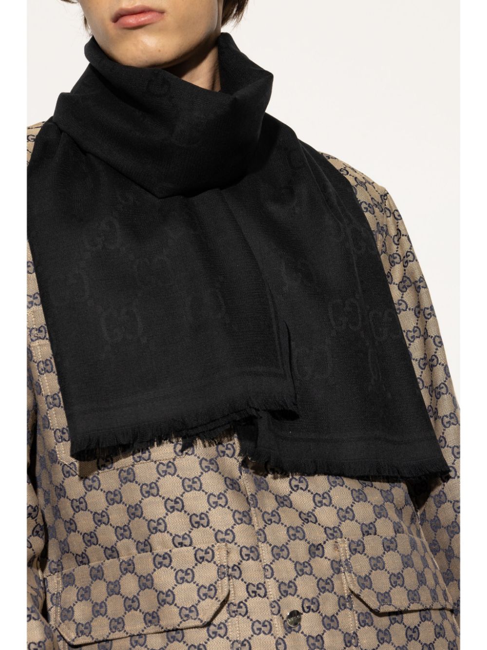 Gucci Sjaal met GG-jacquard - Zwart