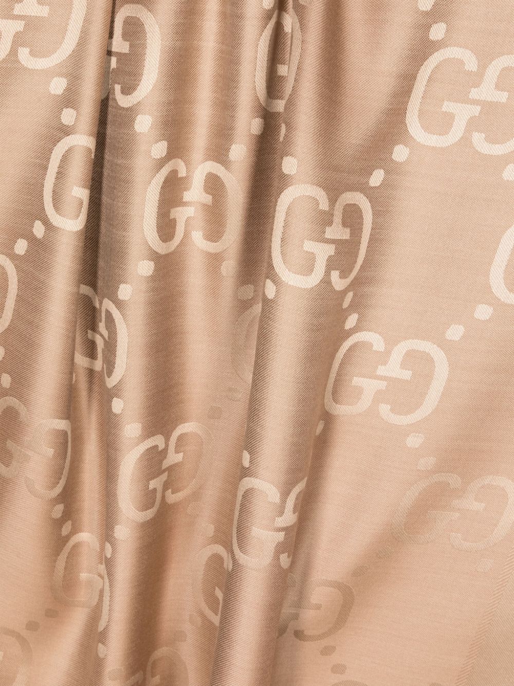 Gucci Sjaal met GG jacquard en franje - Beige