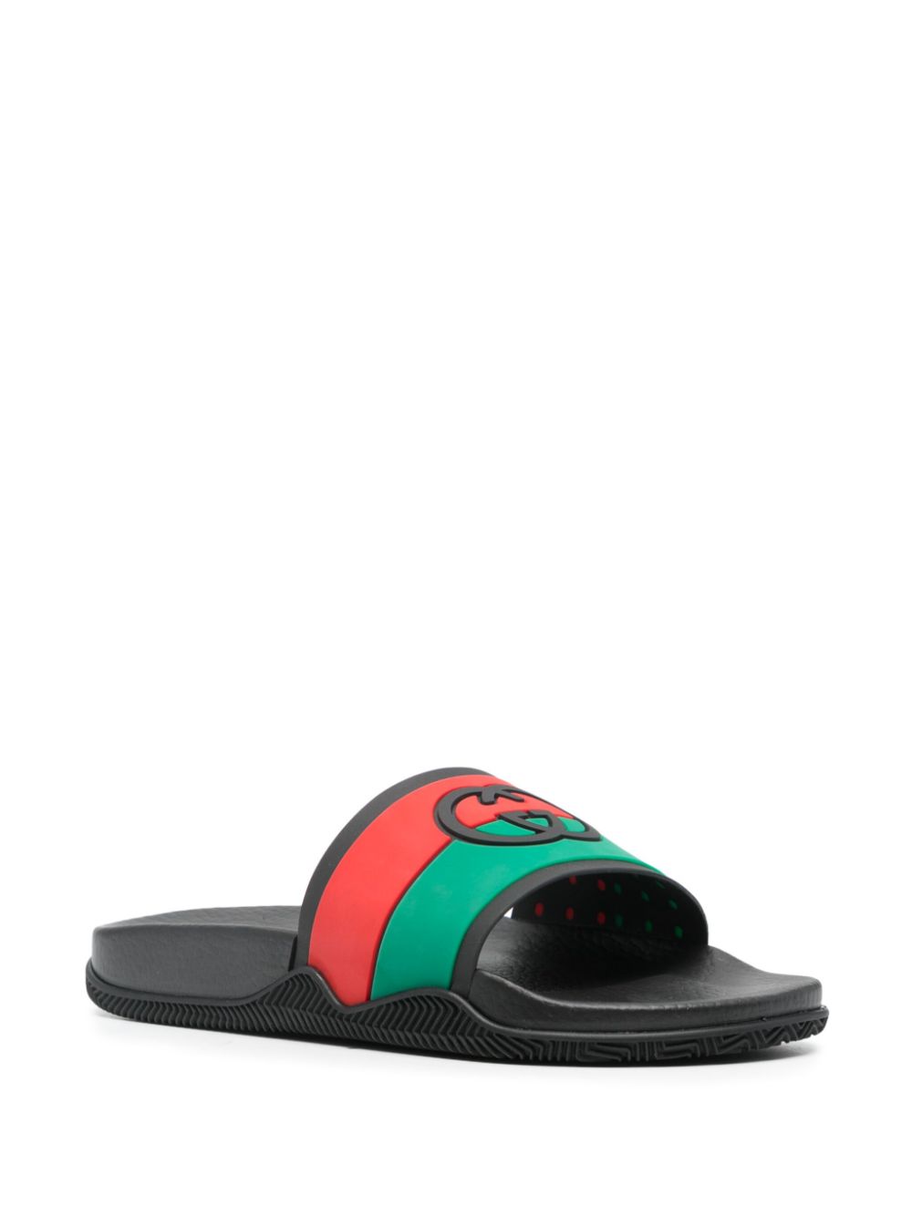 Gucci Slippers met GG logo en Web streep - Zwart