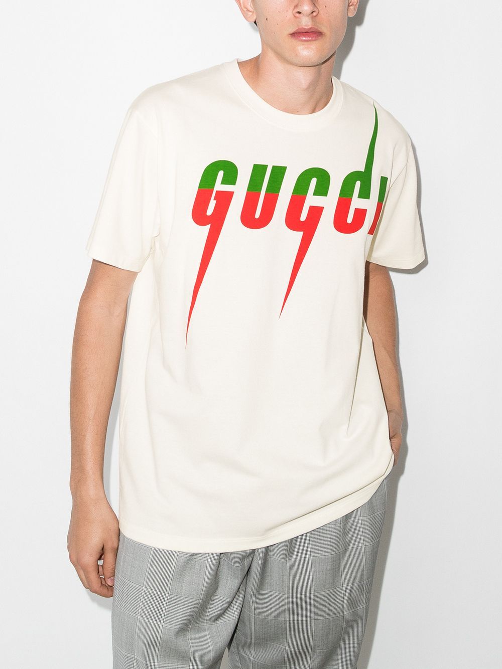 Gucci T-shirt met Gucci Blade print - Wit