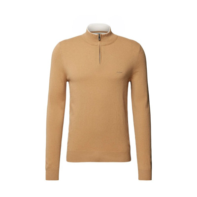 Heren Trui met Ritssluiting en Geborduurd Logo Hugo Boss , Beige , Heren