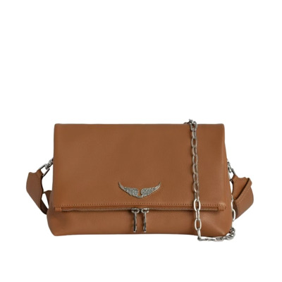 Heritage Camel Grained Leather Rocky Tas Zadig & Voltaire , Brown , Dames