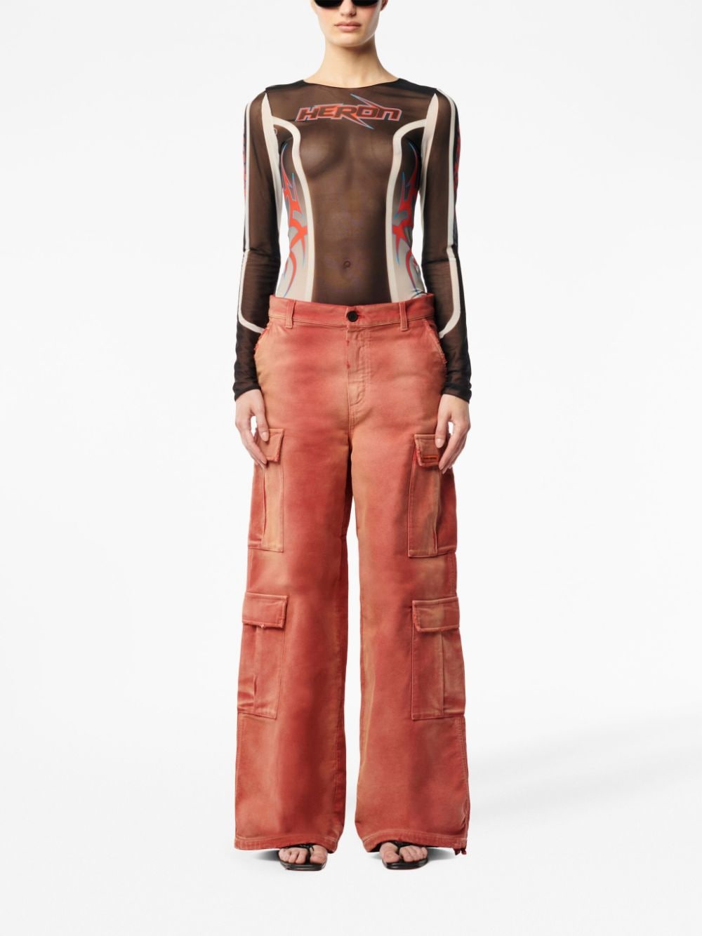 Heron Preston Gerafelde broek - Rood