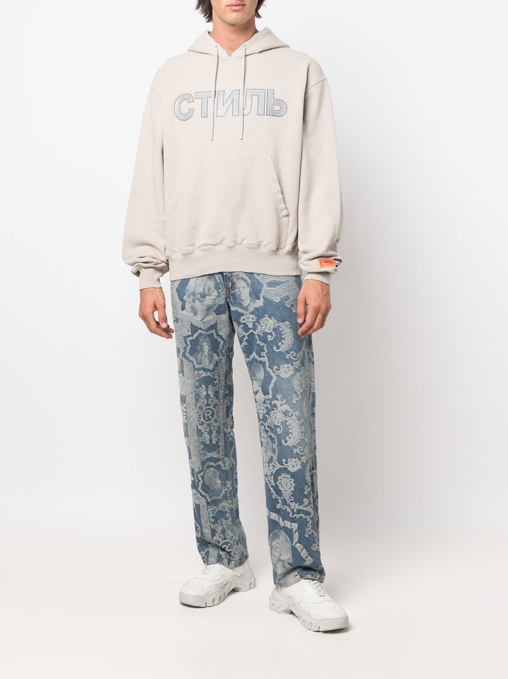 Heron Preston Hoodie met СТИЛЬ print - Grijs