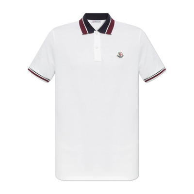 Katoenen polo met logo Moncler , White , Heren