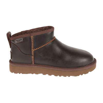 Klassieke Ultra Mini Leren Regenlaarzen UGG , Brown , Dames