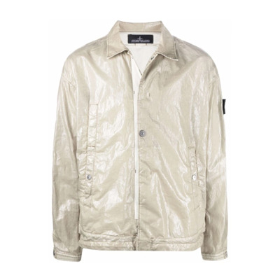 Kompas Patch Linnen Jas Stone Island , Beige , Heren