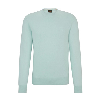 Lichtblauwe Cashmere Sweater Straight Fit Hugo Boss , Blue , Heren