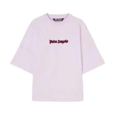 Lila Oversized Logo T-shirt Bordeaux Palm Angels , Beige , Heren